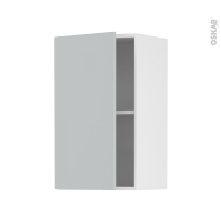 Meuble de cuisine - Haut ouvrant - HELIA Gris clair - 1 porte - L40 x H70 x P37 cm