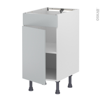 Meuble de cuisine - Bas - Faux tiroir haut - HELIA Gris clair - 1 porte  - L40 x H70 x P58 cm