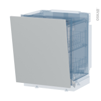 Porte lave vaisselle - Full intégrable N°21 - HELIA Gris clair - L60 x H70 cm
