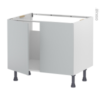 Meuble de cuisine - Sous évier - HELIA Gris clair - 2 portes - L80 x H57 x P58 cm