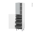 #Colonne de cuisine N°2427 Armoire de rangement <br />HELIA Gris clair, 4 tiroirs à l'anglaise, L60 x H217 x P58 cm 