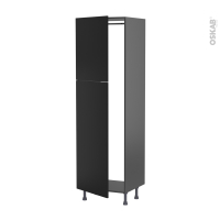 Colonne de cuisine N°2721 gris - Armoire frigo encastrable - HELIA Noir - 2 portes - L60 x H195 x P58 cm