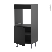 Colonne de cuisine N°16 gris - Four encastrable niche 60 - HELIA Noir - 1 porte - L60 x H125 x P58 cm