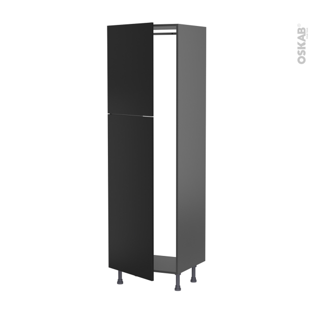Colonne de cuisine N°2721 gris Armoire frigo encastrable <br />HELIA Noir, 2 portes, L60 x H195 x P58 cm 
