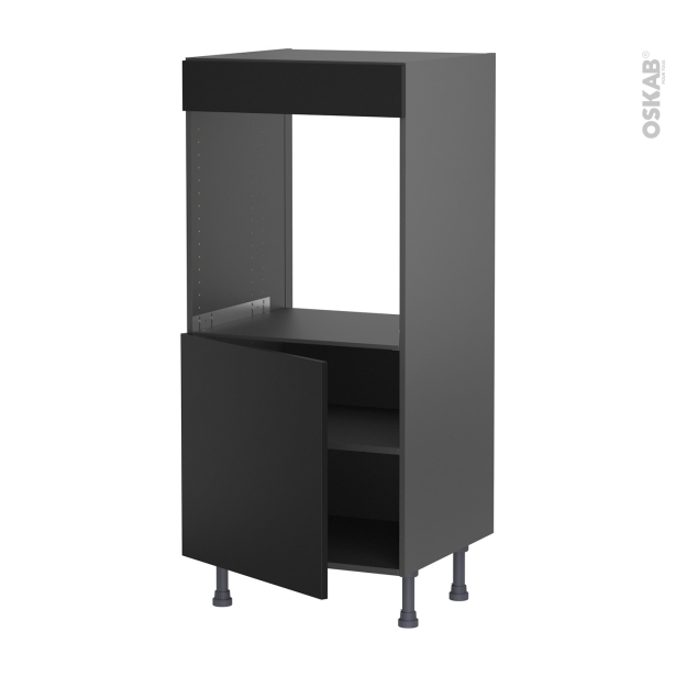 Colonne de cuisine N°16 gris Four encastrable niche 60 <br />HELIA Noir, 1 porte, L60 x H125 x P58 cm 