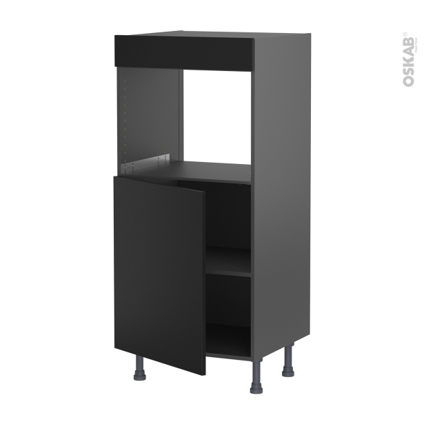 Colonne de cuisine N°21 gris Four encastrable niche 45  <br />HELIA Noir, 1 porte, L60 x H125 x P58 cm 