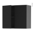 #Meuble de cuisine gris Haut ouvrant <br />HELIA Noir, 2 portes, L80 x H70 x P37 cm 