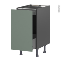 Meuble de cuisine gris - Bas coulissant - HELIA Vert - 1 porte 1 tiroir à l'anglaise - L40 x H70 x P58 cm