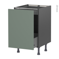 Meuble de cuisine gris - Bas coulissant - HELIA Vert - 1 porte 1 tiroir à l'anglaise - L50 x H70 x P58 cm