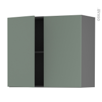 Meuble de cuisine gris - Haut ouvrant - HELIA Vert - 2 portes - L80 x H70 x P37 cm