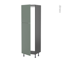 Colonne de cuisine N°2721 gris - Armoire frigo encastrable - HELIA Vert - 2 portes - L60 x H195 x P58 cm
