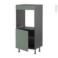 Colonne de cuisine N°16 gris - Four encastrable niche 60 - HELIA Vert - 1 porte - L60 x H125 x P58 cm