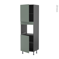 Colonne de cuisine N°2121 gris - Four encastrable niche 45  - HELIA Vert - 2 portes - L60 x H195 x P58 cm