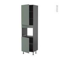 Colonne de cuisine N°2421 gris - Four encastrable niche 45  - HELIA Vert - 2 portes - L60 x H217 x P58 cm