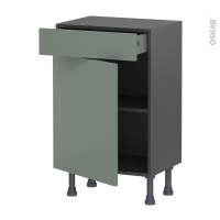 Meuble de cuisine gris - Bas - HELIA Vert - 1 porte 1 tiroir - L50 x H70 x P37 cm