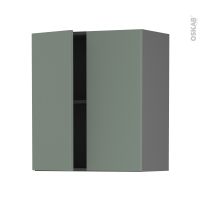 Meuble de cuisine gris - Haut ouvrant - HELIA Vert - 2 portes - L60 x H70 x P37 cm