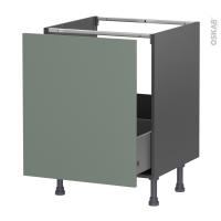 Meuble de cuisine gris - Sous évier - HELIA Vert - 1 porte coulissante - L60 x H70 x P58 cm