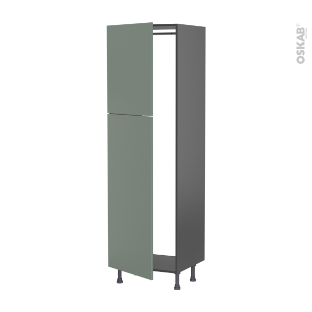 Colonne de cuisine N°2721 gris Armoire frigo encastrable <br />HELIA Vert, 2 portes, L60 x H195 x P58 cm 