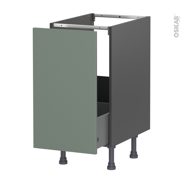 Meuble de cuisine gris Sous évier <br />HELIA Vert, 1 porte coulissante, L40 x H70 x P58 cm 
