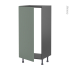 #Colonne de cuisine N°27 gris Armoire frigo encastrable <br />HELIA Vert, 1 porte, L60 x H125 x P58 cm 