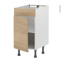 Meuble de cuisine - Bas - Faux tiroir haut - HOSTA Chêne prestige - 1 porte  - L40 x H70 x P58 cm
