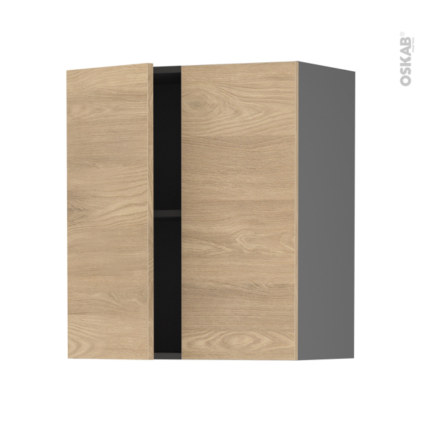 Meuble de cuisine gris Haut ouvrant <br />HOSTA Chêne prestige, 2 portes, L60 x H70 x P37 cm 