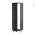 #Colonne de cuisine N°2721 gris Armoire frigo encastrable <br />IPOMA Noir mat, 2 portes, L60 x H195 x P58 cm 