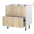 #Meuble de cuisine Sous évier <br />Faux tiroir haut, IKORO Chêne clair, 1 tiroir, L80 x H70 x P58 cm 