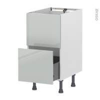 Meuble de cuisine - Sous évier - Faux tiroir haut - IVIA Gris - 1 tiroir - L40 x H70 x P58 cm