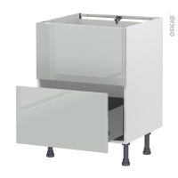 Meuble de cuisine - Sous évier - Faux tiroir haut - IVIA Gris - 1 tiroir - L60 x H70 x P58 cm