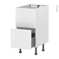 Meuble de cuisine - Sous évier - Faux tiroir haut - LUPI Blanc - 1 tiroir - L40 x H70 x P58 cm