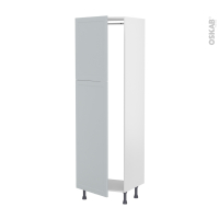 Colonne de cuisine N°2721 - Armoire frigo encastrable - LUPI Gris clair - 2 portes - L60 x H195 x P58 cm