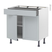 Meuble de cuisine - Bas - LUPI Gris clair - 2 portes 1 tiroir - L80 x H70 x P58 cm