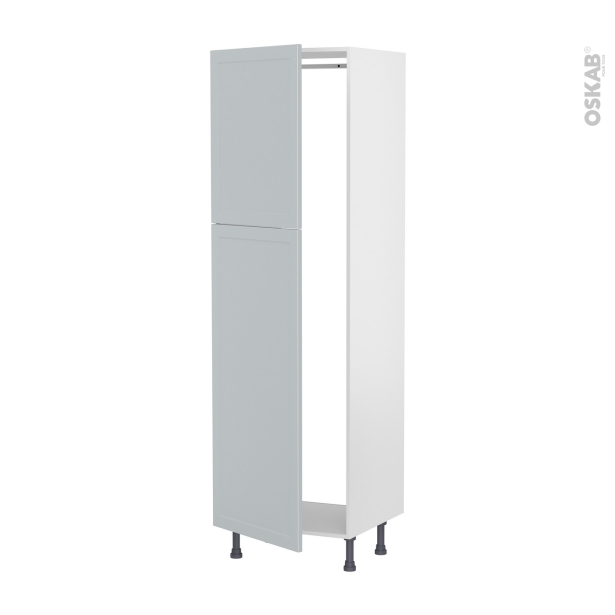 Colonne de cuisine N°2721 Armoire frigo encastrable <br />LUPI Gris clair, 2 portes, L60 x H195 x P58 cm 
