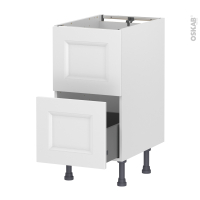 Meuble de cuisine - Sous évier - Faux tiroir haut - STATIC Blanc - 1 tiroir - L40 x H70 x P58 cm