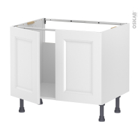 Meuble de cuisine - Sous évier - STATIC Blanc - 2 portes - L80 x H57 x P58 cm