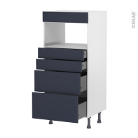 Colonne de cuisine N°58 - MO encastrable niche 36/38 - TIA Bleu nuit - 4 tiroirs - L60 x H125 x P58 cm