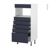 Colonne de cuisine N°59 - MO encastrable niche 36/38 - TIA Bleu nuit - 5 tiroirs - L60 x H125 x P58 cm