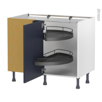 Meuble de cuisine - Angle bas - TIA Bleu nuit - Demi lune EPOXY - 1 porte N°20 L50 cm - L100 x H70 x P58 cm