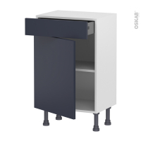 Meuble de cuisine - Bas - TIA Bleu nuit - 1 porte 1 tiroir - L50 x H70 x P37 cm