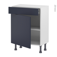 Meuble de cuisine - Bas - TIA Bleu nuit - 1 porte 1 tiroir - L60 x H70 x P37 cm