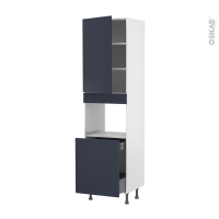 Colonne de cuisine N°2416 - Four encastrable niche 60 - TIA Bleu nuit - 1 porte 1 porte coulissante - L60 x H217 x P58 cm