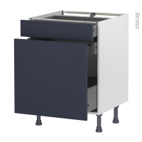 Meuble de cuisine - Range épice - TIA Bleu nuit - 3 tiroirs - L60 x H70 x P58 cm