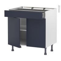 Meuble de cuisine - Bas - TIA Bleu nuit - 2 portes 1 tiroir - L80 x H70 x P58 cm