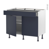 Meuble de cuisine - Bas - TIA Bleu nuit - 2 portes 1 tiroir - L100 x H70 x P58 cm