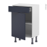 #Meuble de cuisine Bas <br />TIA Bleu nuit, 1 porte 1 tiroir, L50 x H70 x P37 cm 