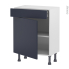 #Meuble de cuisine Bas <br />TIA Bleu nuit, 1 porte 1 tiroir, L60 x H70 x P37 cm 