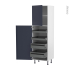 #Colonne de cuisine N°2127 Armoire de rangement <br />TIA Bleu nuit, 4 tiroirs à l'anglaise, L60 x H195 x P58 cm 