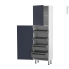 #Colonne de cuisine N°2127 Armoire de rangement <br />TIA Bleu nuit, 4 tiroirs à l'anglaise, L60 x H195 x P37 cm 