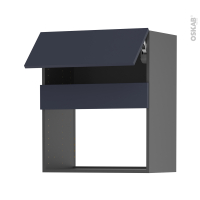 Meuble de cuisine gris - Haut MO encastrable niche 38 - TIA Bleu nuit - 1 abattant - L60 x H70 x P37 cm